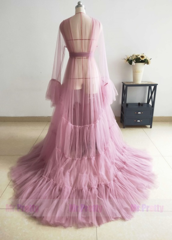 Dusty Pink Tulle Chic Maternity Dress