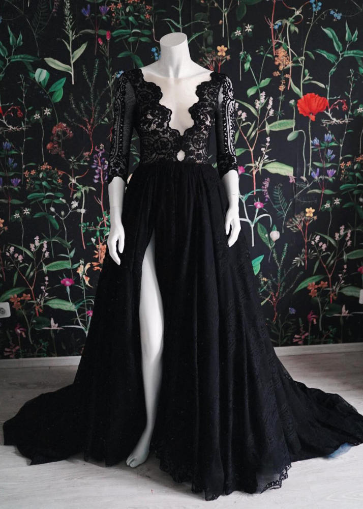 Black Lace Sexy Popular Prom Dress
