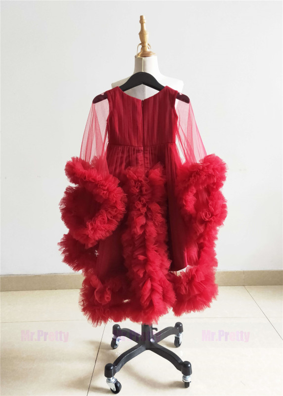 Mother And Kids Photoshoot Dress Ruffled Tulle Family Look Dress