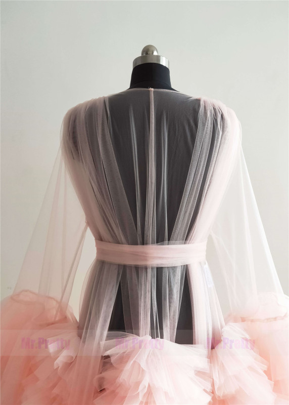 Pink Ruffled Tulle Maternity Dress Baby Shower Dress
