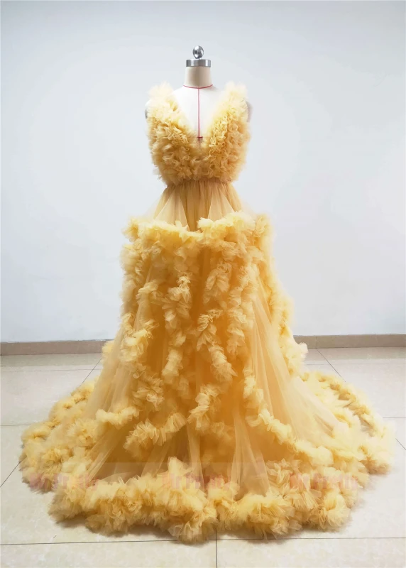 Champagne/Yellow Tulle Clouds Fabulous Maternity Dress