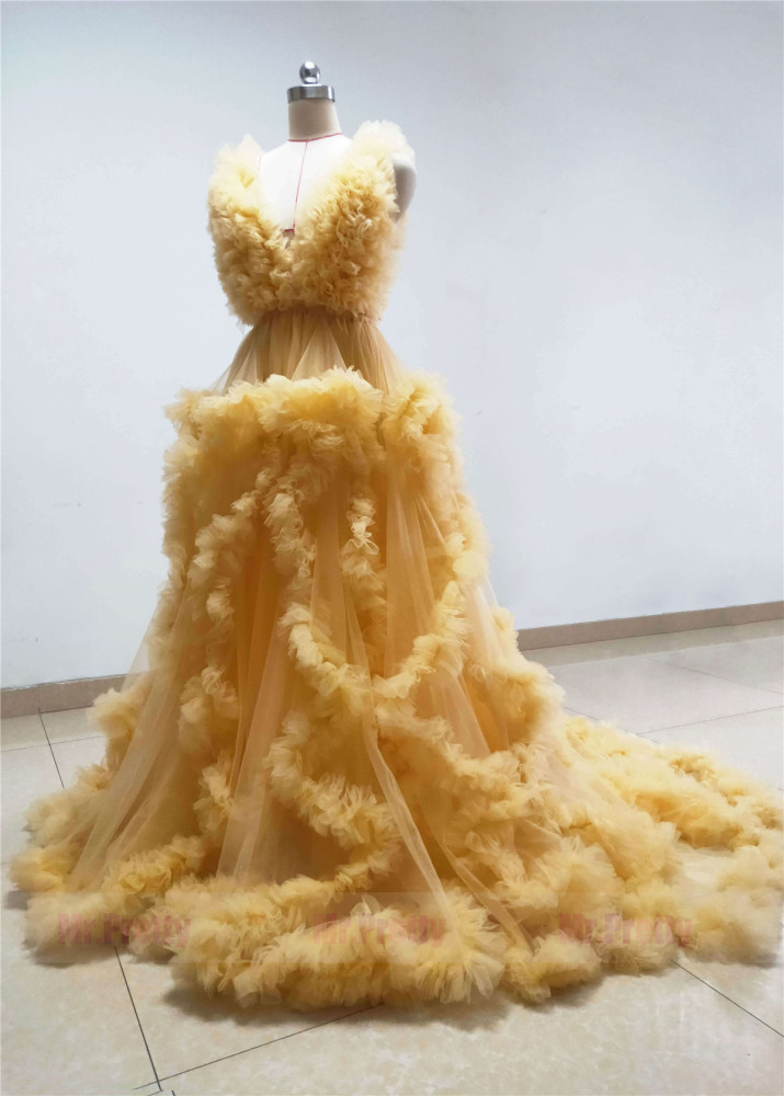 Champagne/Yellow Tulle Clouds Fabulous Maternity Dress