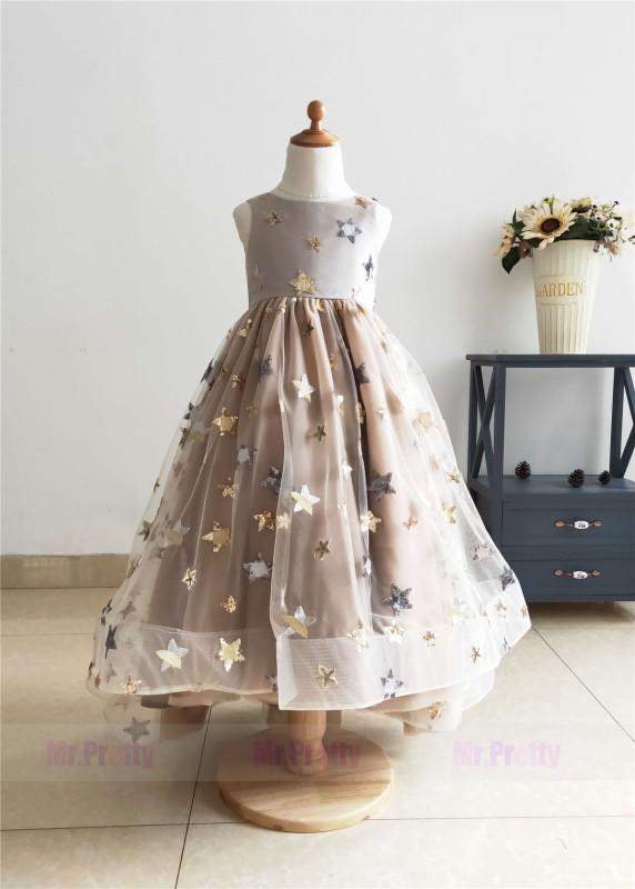 Star Full Length Flower Girl Dress Girls Party Dress