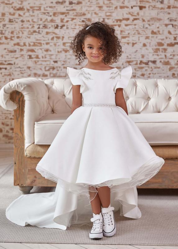 Flutter Sleeves High Low Girls Party Dress