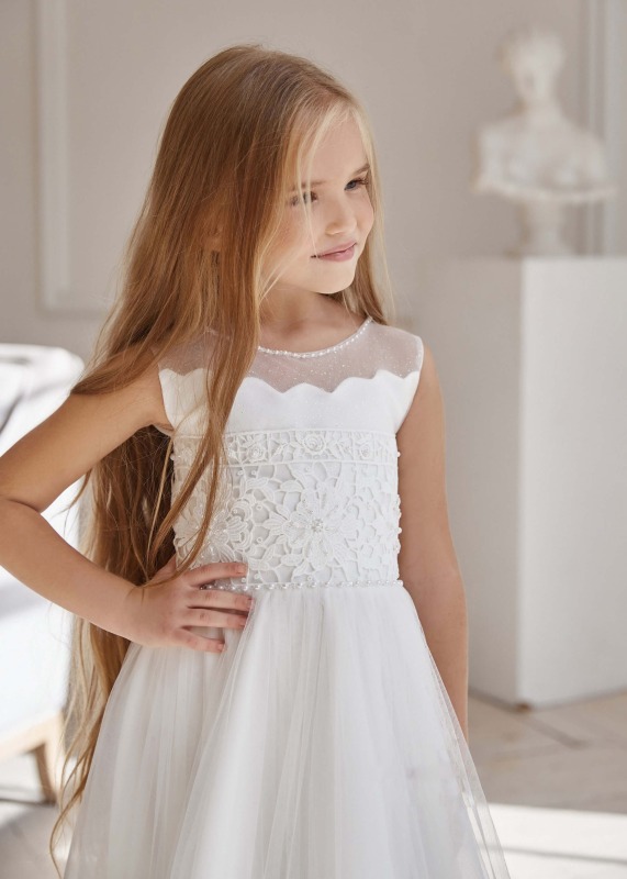 Boho Lace Tulle Flower Girl Dress