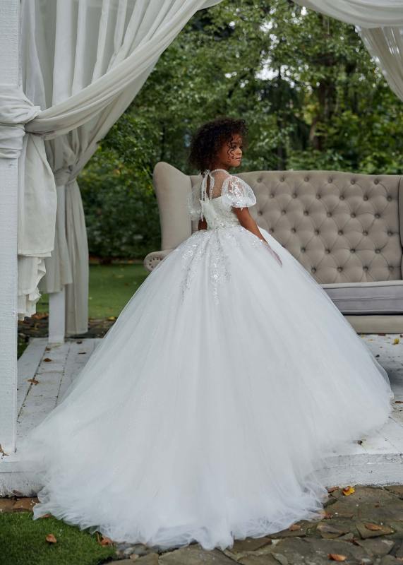 Sparkly Beaded Lace Tulle Flower Girl Dress