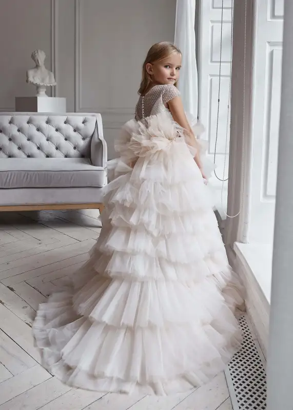 Layered Tulle Beaded Fabulous Flower Girl Dress