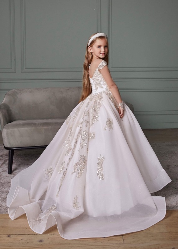 Long Sleeves Sparkle Sequin Tulle Flower Girl Dress