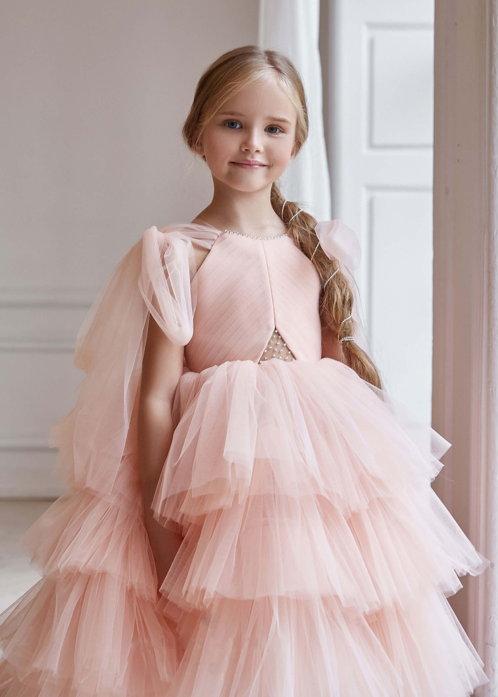 Pink Tulle High Low Flower Girl Dress
