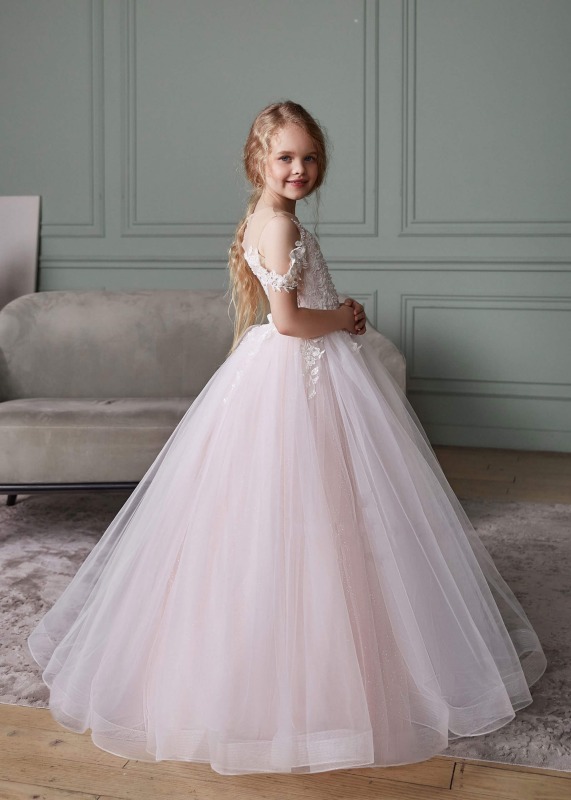 Beaded Lace Tulle Girls Party Dress