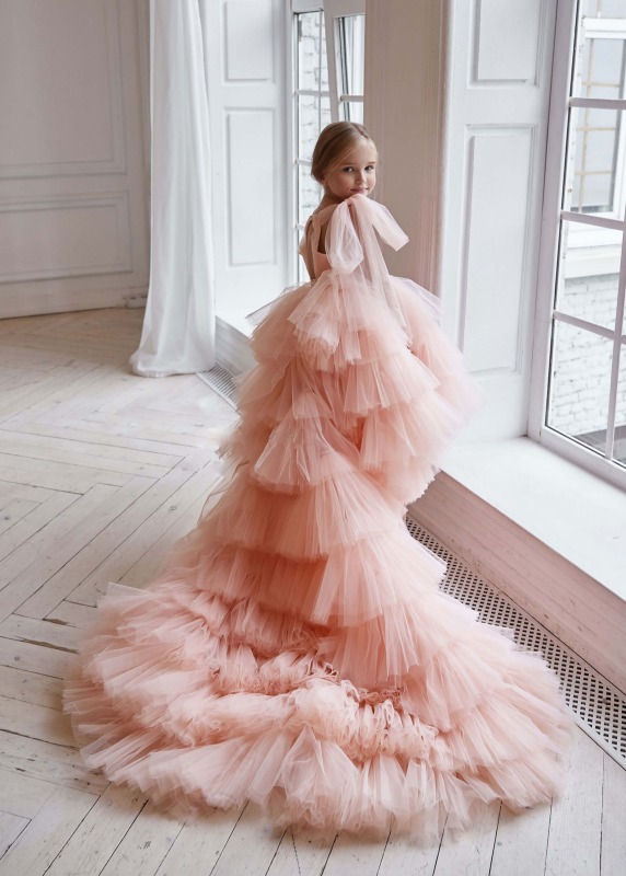 Pink Tulle High Low Flower Girl Dress