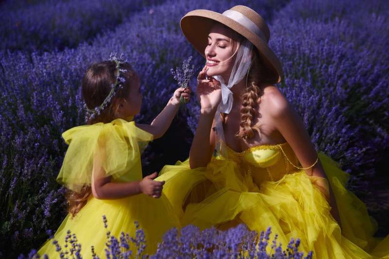 Yellow Beaded Tulle Amazing Mother And Kids Dress