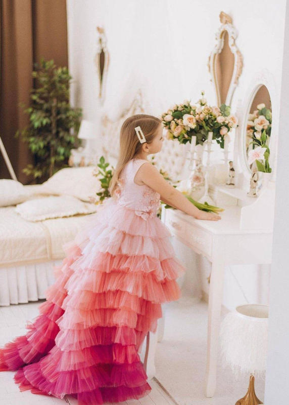 Lace Tulle Tiered Mother And Kids Photoshoot Dress