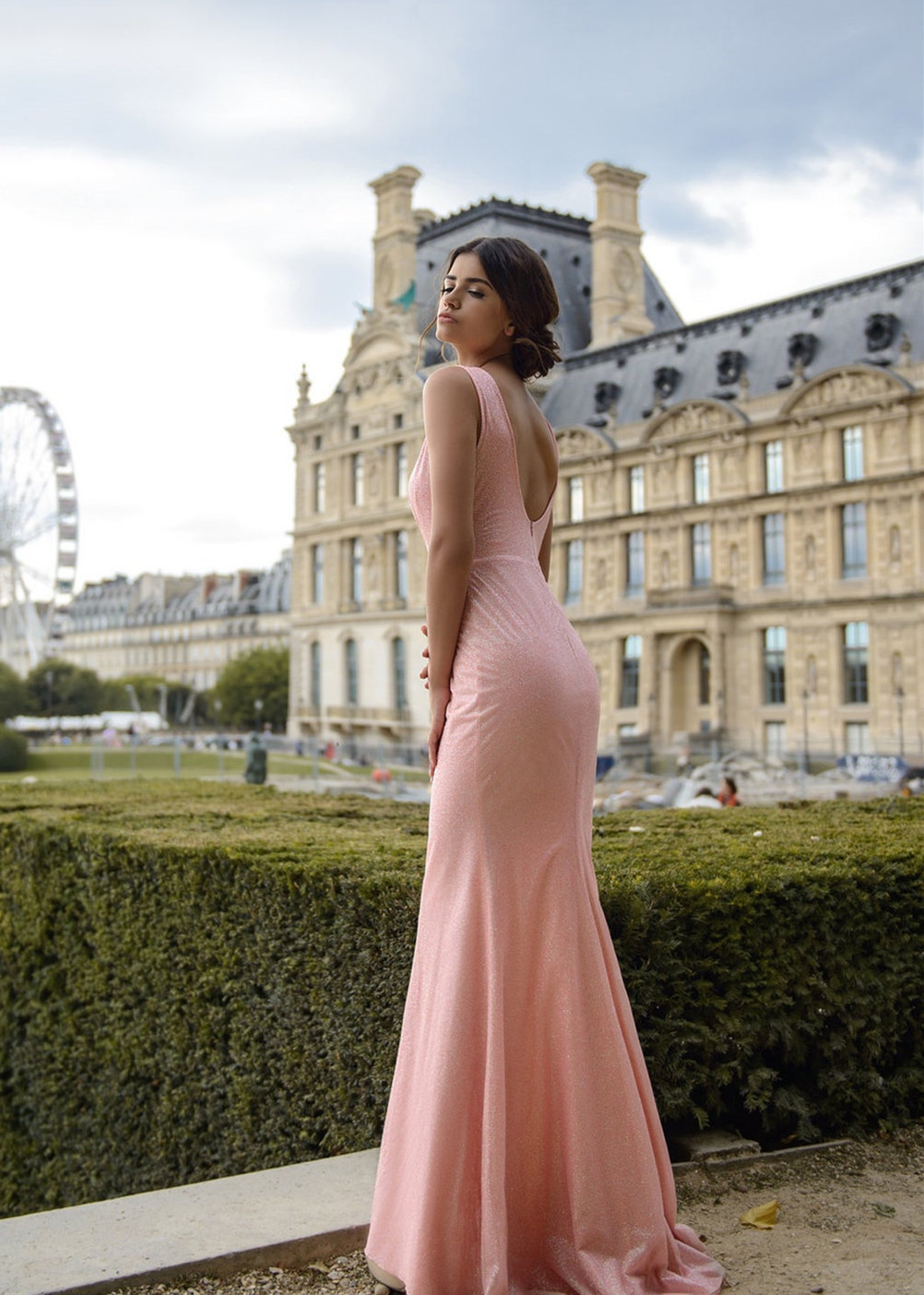 Sequin V Neck Mermaid Long Evening Dress