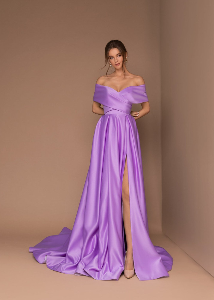 Off Shoulder Satin Evening Dress Prom Dress