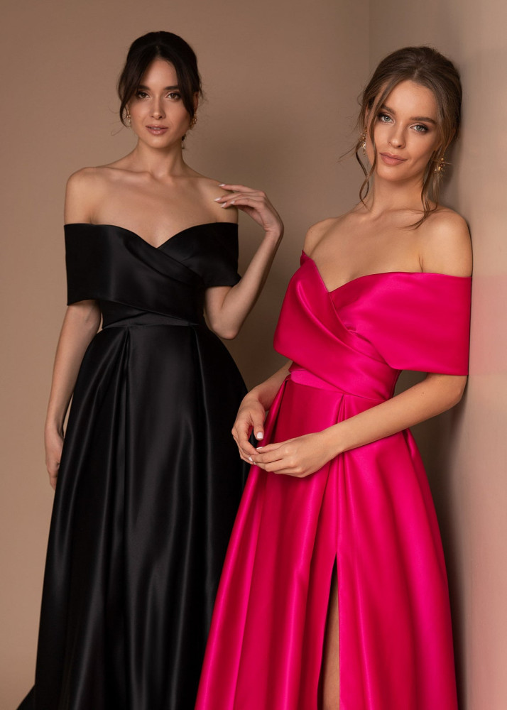 Off Shoulder Satin Evening Dress Prom Dress