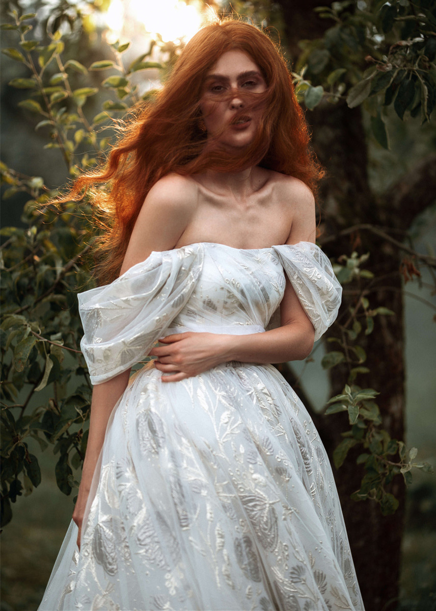 Off Shoulder Chic Wedding Dress