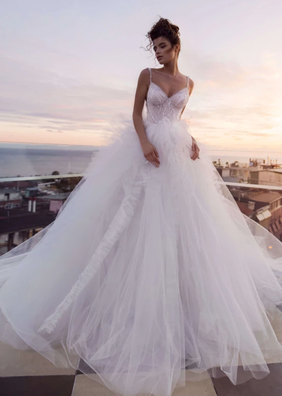 Tulle Ruffle Unique Wedding Dress