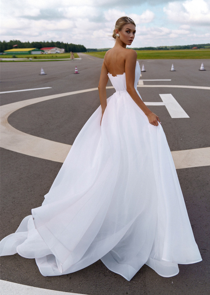 White Organza Pleated Stunning Wedding Dress