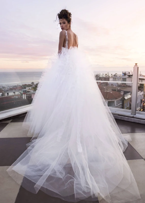 Tulle Ruffle Unique Wedding Dress