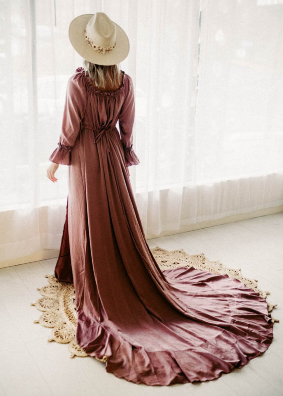 Long Sleeves Velvet Maternity Dress Photoshot Dress