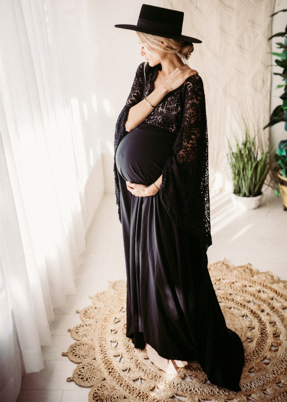 Black Lace Jersey Maternity Dress Photo shot Dress