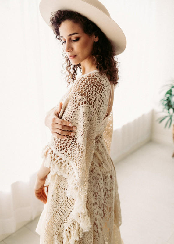 Boho Lace Maternity Dress Baby Shower Dress