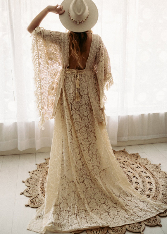 Boho Lace Maternity Dress Baby Shower Dress