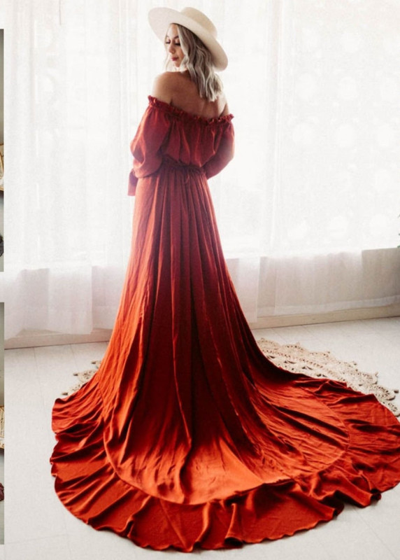 Long Sleeves Velvet Maternity Dress Photoshot Dress