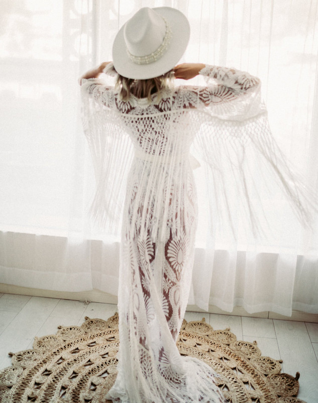 Elegant Lace Tassel Maxi Maternity Dress