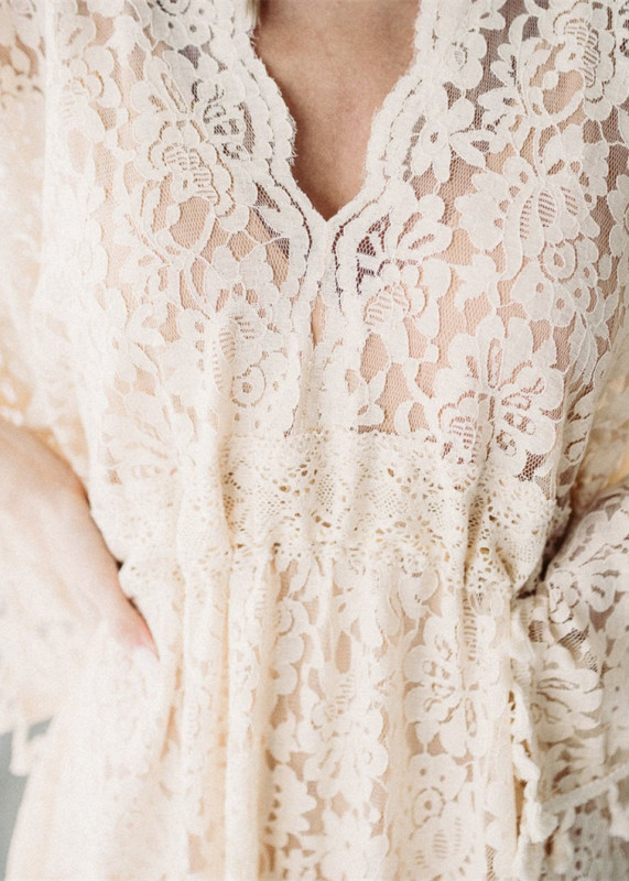 Beige Lace Fashion Maternity Dress Photoshoot Dress