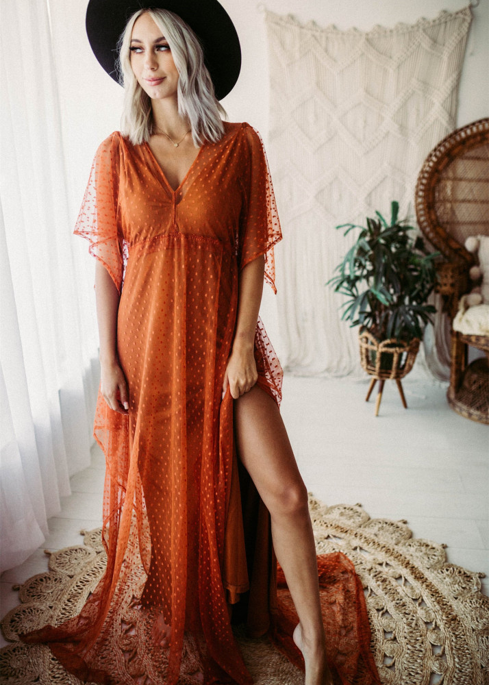 Dotted Tulle Simple Maternity Dress Photoshoot Dress