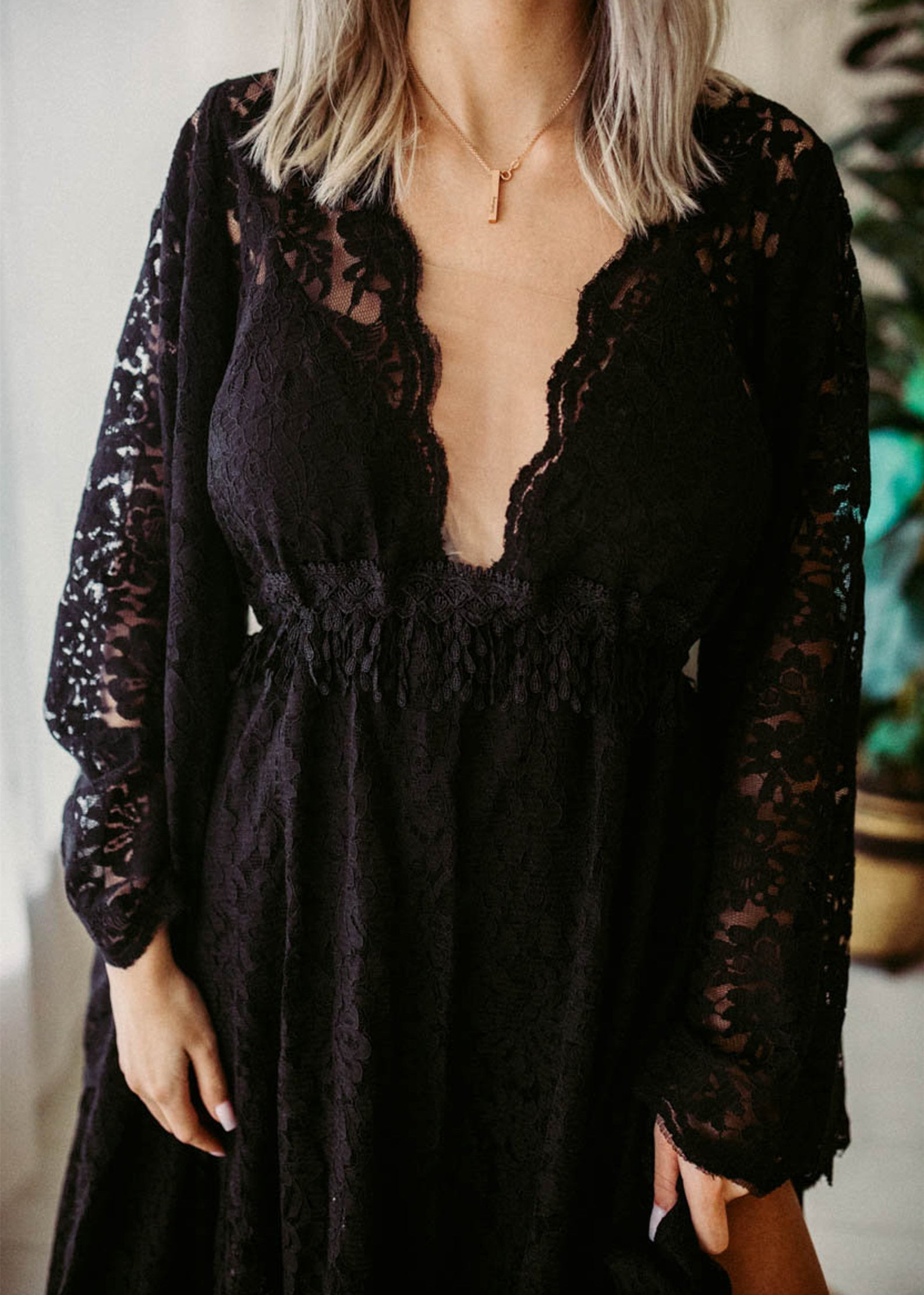 black maternity lace dress Black Lace Twist Draped Sheer Mermaid Photoshoot Maternity Maxi Dress Black / S main image 0