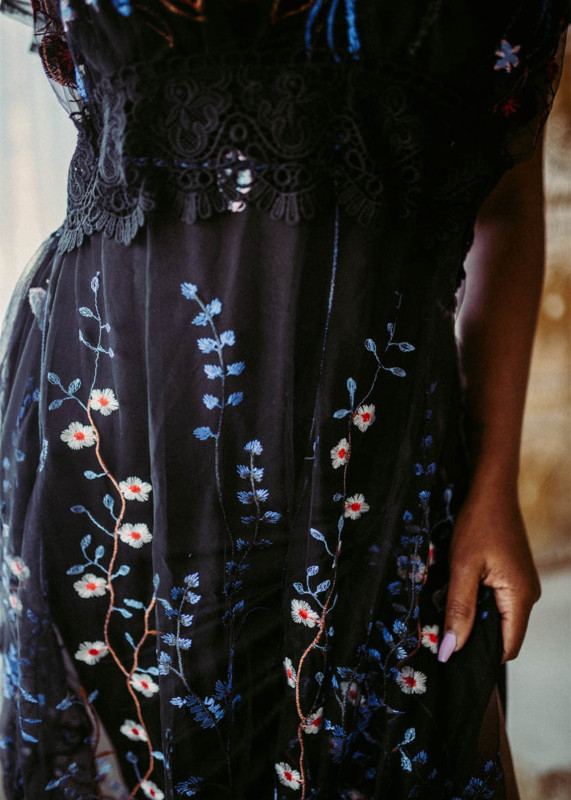 Embroidery Lace Floral Maternity Dress