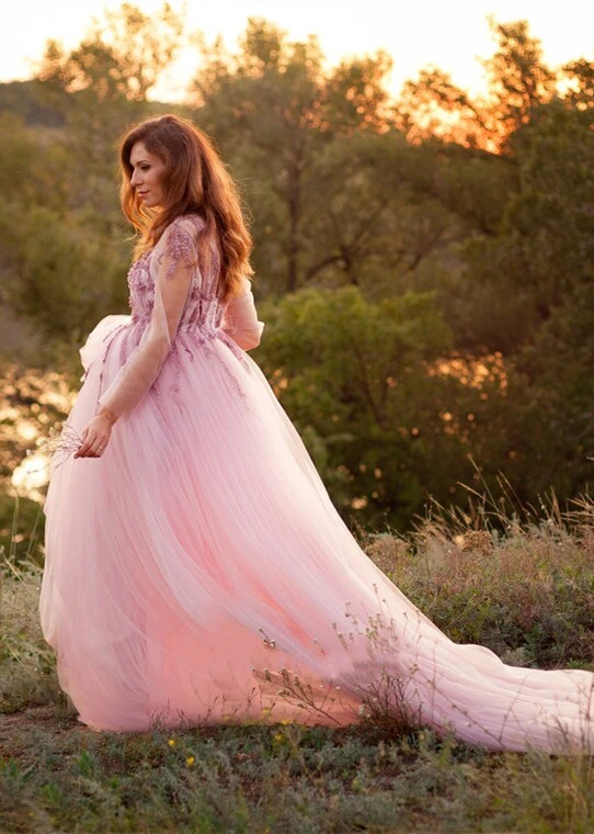 beaded maternity dress Vintage Feathers Beaded Cape Wedding Maternity Dress for Photograghy   yewendress