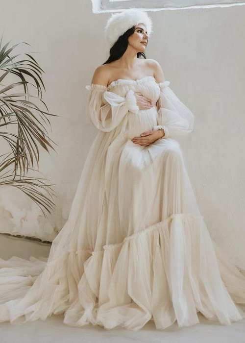 Off Shoulder Tulle Corset  Maternity Dress