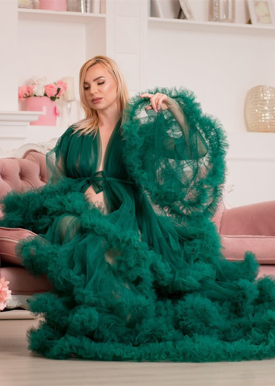 Emerald Green Tulle Stylish Maternity Dress