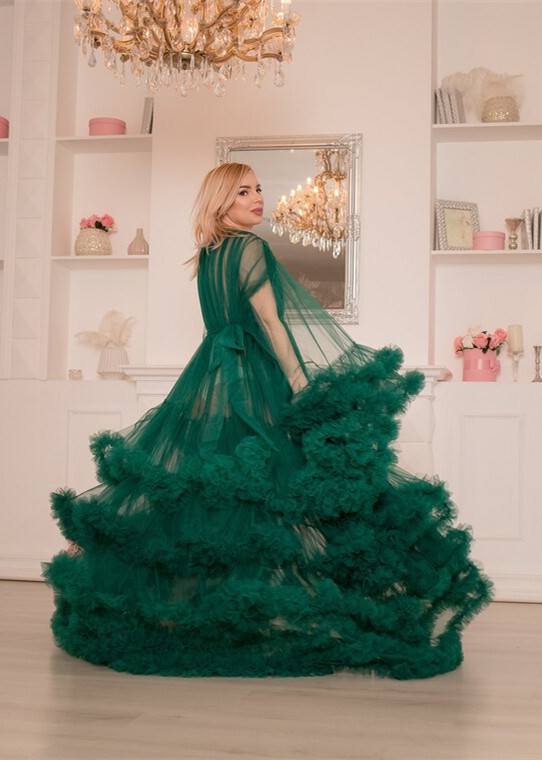Emerald Green Tulle Stylish Maternity Dress