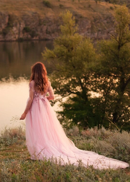 beach wedding maxi dress Sliver Beading Tulle Evening Gown Maternity Dress for Photoshoot 12 / Silver main image 1