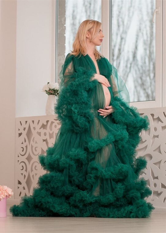 Emerald Green Tulle Stylish Maternity Dress