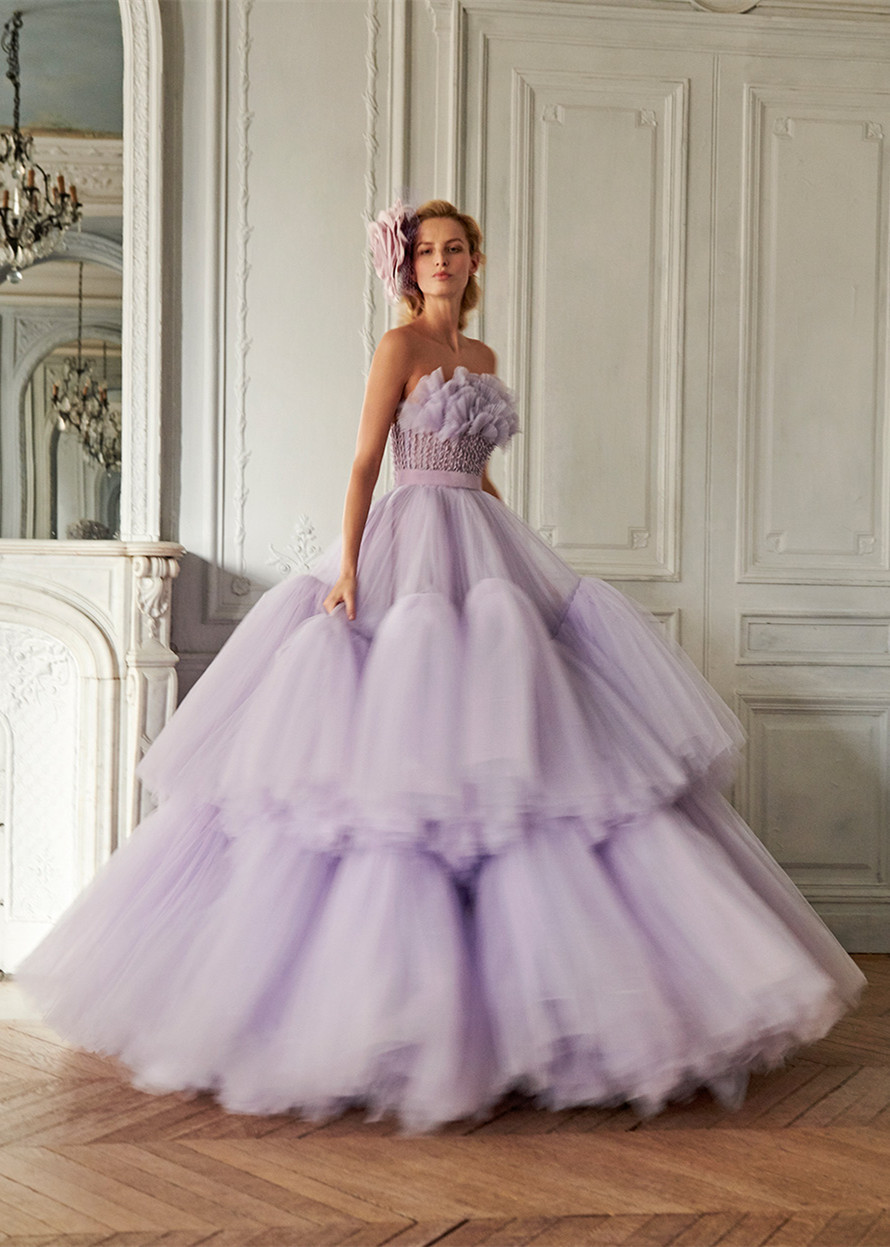 Strapless Lilac Tulle  Prom Dress