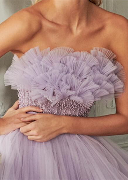 Strapless Lilac Tulle  Prom Dress