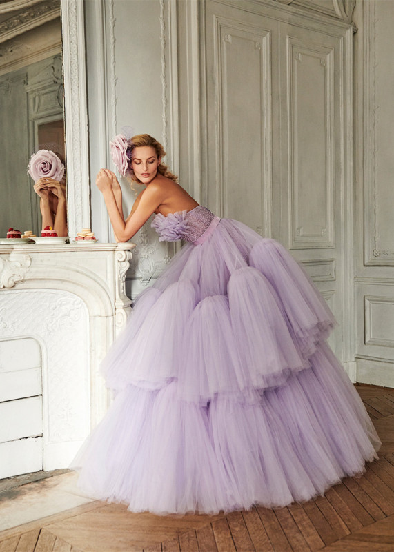 Strapless Lilac Tulle  Prom Dress