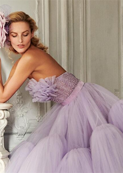 Strapless Lilac Tulle  Prom Dress