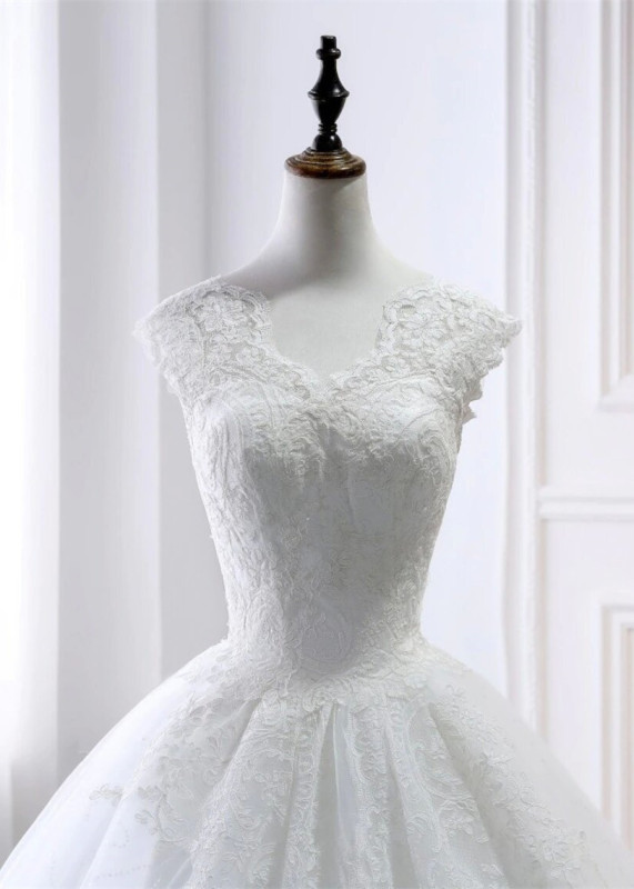 Ivory Lace Tulle Corset Back Church Wedding Dress