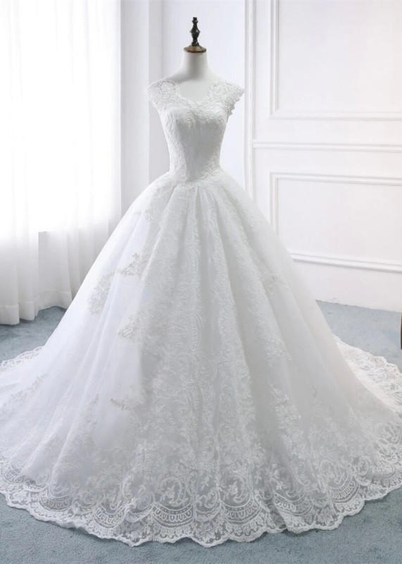 Ivory Lace Tulle Corset Back Church Wedding Dress