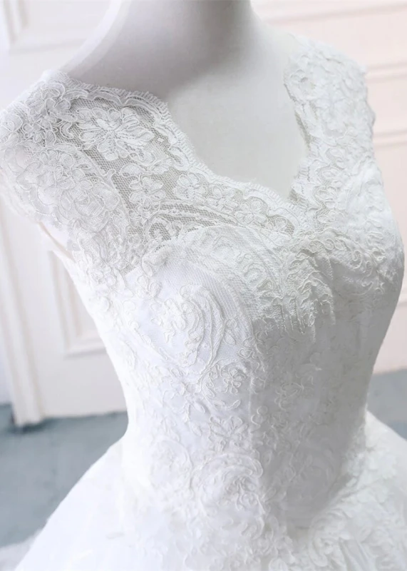 Ivory Lace Tulle Corset Back Church Wedding Dress