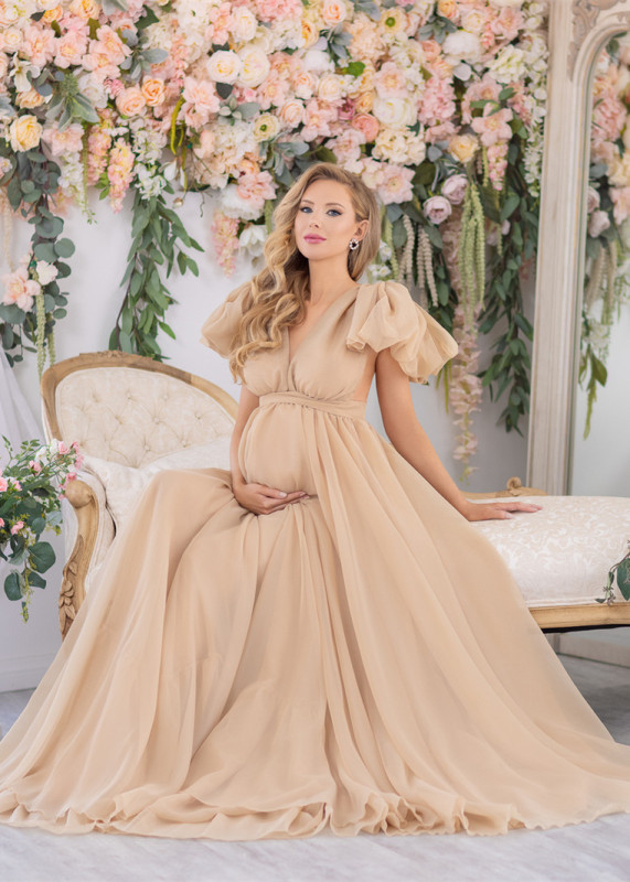 Organza Bow Straps Chic Maternity Dress