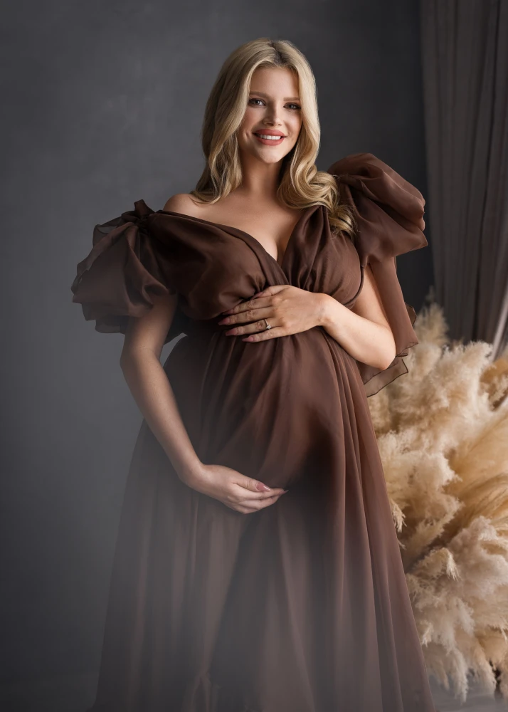 organza maternity dress Organza Bow Straps Chic Maternity Dress