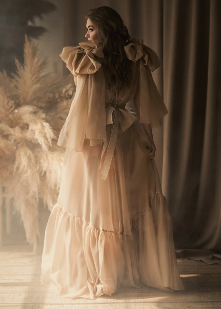 organza maternity dress Organza Bow Straps Chic Maternity Dress